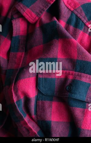 Close up of a red flannel shirt. Stock Photo