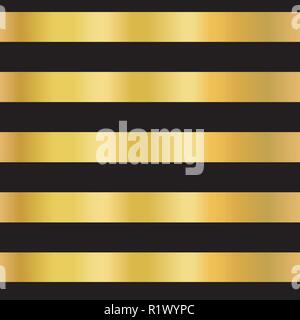 Gold foil stripe seamless vector background. Horizontal gold lines on black pattern. Elegant, simple, luxurious design for wallpaper, scrap booking, banner, New Year, invitation, birthday celebration Stock Vector