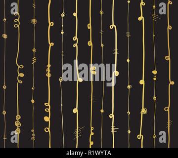 Gold foil hand drawn vertical lines pattern tile Stock Vector