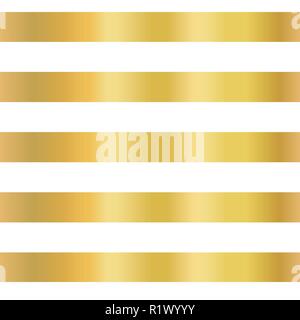 Gold foil stripe seamless vector background. Horizontal gold lines on white pattern. Elegant, simple, luxurious design for wallpaper, scrap booking, banner, wedding, party invite, birthday celebration Stock Vector