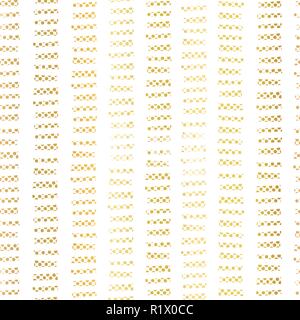 Gold foil stripes seamless vector pattern. Horizontal golden blocks in vertical lines on white background. Elegant design for digital paper, web banner, wedding, party invite, birthday celebrations Stock Vector