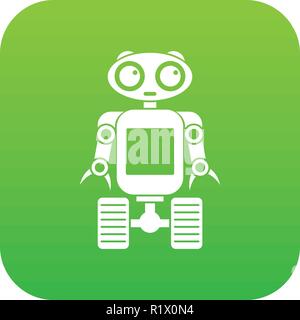 Robot on wheels icon digital green Stock Vector