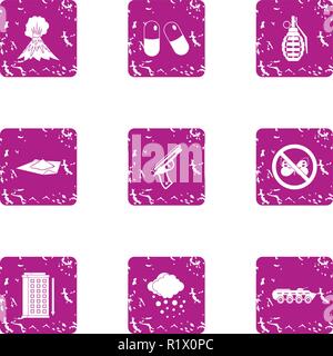 Military medicine icons set, grunge style Stock Vector