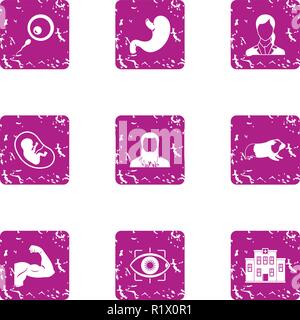 Faculty icons set, grunge style Stock Vector