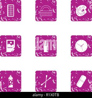 Paint material icons set, grunge style Stock Vector