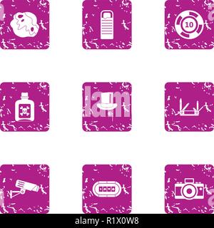 Remnant icons set, grunge style Stock Vector