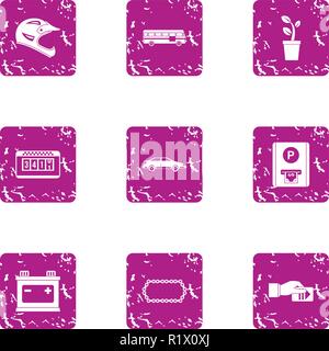 Motorsport icons set, grunge style Stock Vector
