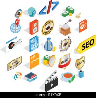 Studio icons set, isometric style Stock Vector