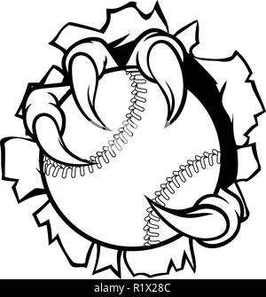 Baseball Ball Eagle Claw Talons Tearing Background Stock Vector