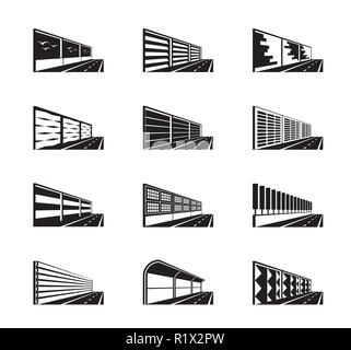 Noise barriers on highway - vector illustration Stock Vector