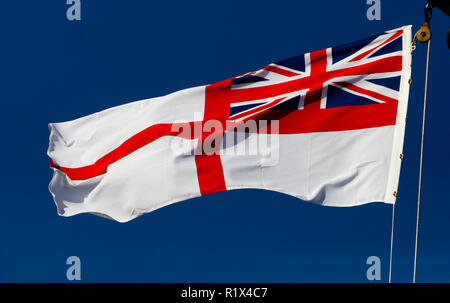 The Flag of the Royal Navy the White Ensign Stock Photo