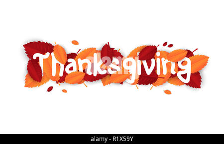 Thanksgiving with leaves for shopping sale or promo poster and frame leaflet or web banner. vector eps 10 Stock Photo - Alamy