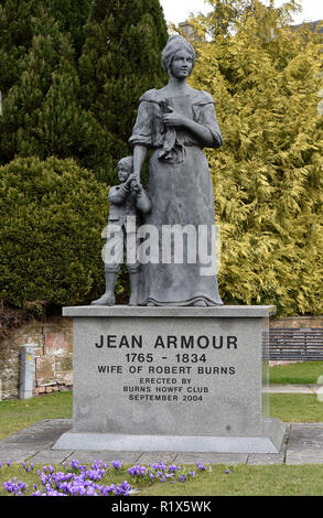 Statue of Robert Burns wife  Jean Armour outside St Michael's churchyard, Dumfries, Dumfries & Galloway, Scotland. Stock Photo