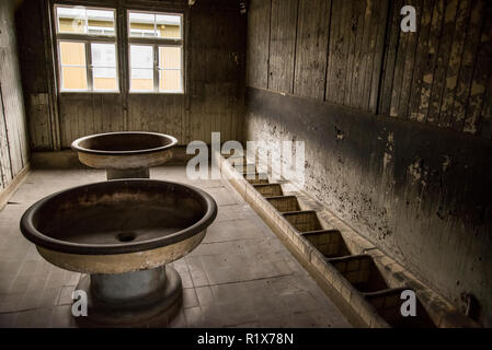 Nazi concentration camp in Germany. Interior of Sachsenhausen Camp Stock Photo