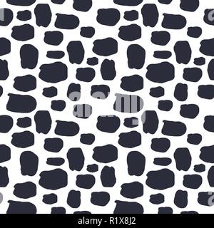 Seamless pattern dalmation and cow skin in black and white background. Animal fur skin texture pattern. Camouflage background wallpaper. Fabric and te Stock Vector