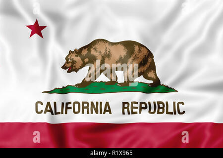 The California Republic Flag, an American state of United States. Illustration background. Copy space. Stock Photo