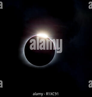diamond ring effect from North Carolina 2017 solar eclipse Stock Photo