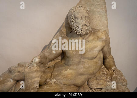 Herakles Reclining, found in Monastiraki Square, Athens, Voltive Relief Stock Photo