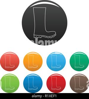 Rubber boots icons color set isolated on white background for any web design Stock Vector