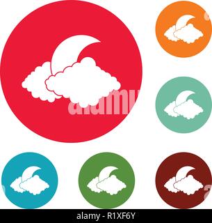 Moon icons circle set vector isolated on white background Stock Vector