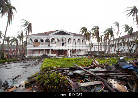 The mansion where the first lady of the Philippines,Imelda Marcos used to live.Image taken shortly after Typhoon Haiyan struck Tacloban in November 20 Stock Photo