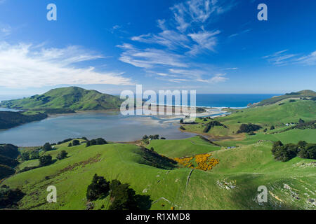 Hoopers Inlet Otago Peninsula Dunedin South Island New Zealand aerial ...