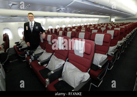 Marc Newson, Australian industrial designer responsible for the interior  design of the Qantas A380 fleet Qantas welcomes its first A380 jet to  Australia. The aircraft, named after 92 year old Australian aviation