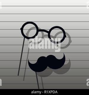 Cool photo props. Vector eyeglasses and mustache in hipster style. Best for your party. Stock Vector