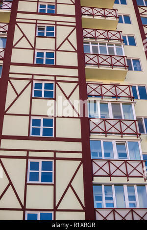 Modern architecture apartment's wall facade with windows. Stock Photo