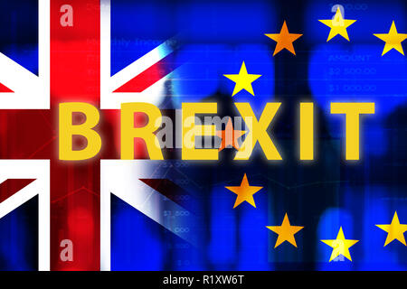 Concept image of Brexit - the exit of Britain from the European Union and its inpact for their economic Stock Photo