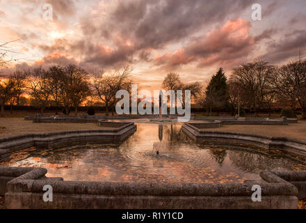 Autumn sunset at Victoria Embankment Memorial Park in Nottingham, Nottinghamshire England UK Stock Photo