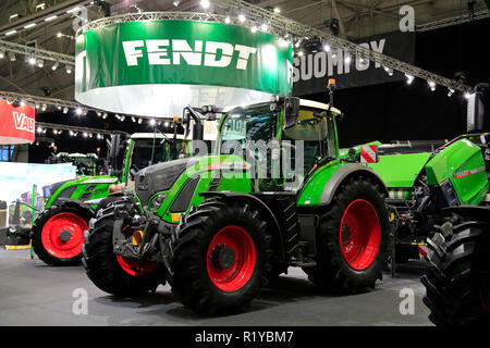 Helsinki, Finland - November 15, 2018: Fendt 724 Vario tractor displayed on Agco Finland stand on MaatalousKonemessut Agricultural Trade Fair, Helsinki, Finland. Credit: Taina Sohlman/ Alamy Live News Stock Photo