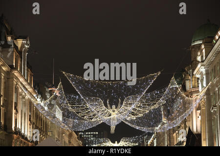 The official ‘switch-on’ of the largest lights installation in the capital, Regent Street’s ‘The Spirit of Christmas’ is celebrated once again. Regent Street Christmas Lights, London, England, UK. Credit: Imageplotter News and Sports/Ģ����ý Live News Stock Photo