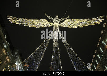 The official ‘switch-on’ of the largest lights installation in the capital, Regent Street’s ‘The Spirit of Christmas’ is celebrated once again. Regent Street Christmas Lights, London, England, UK. Credit: Imageplotter News and Sports/Ģ����ý Live News Stock Photo