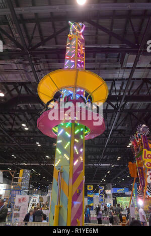 Orlando, Florida, USA. 15th November, 2018. IAAPA Attractions Expo 2018 - International Association of Amusement Parks and Attractions is the world's biggest expo for amusement industry at the Orange County Convention Center in Orlando, Florida. About 35,000 people are expected to take in the latest in rides, food and other attractions technology, some of which could make its way to Florida theme parks such as Jungle Island, Disney World, Universal Orlando, Busch Gardens, or SeaWorld   People:  Atmosphere Credit: Storms Media Group/Alamy Live News Stock Photo