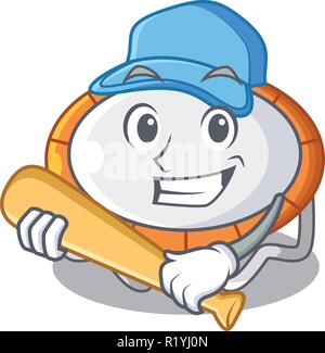 Playing baseball trampoline jumping shape cartoon realistic icon Stock Vector