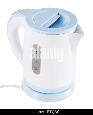 Light colored plastic electric kettle of medium size in close-up Stock Photo