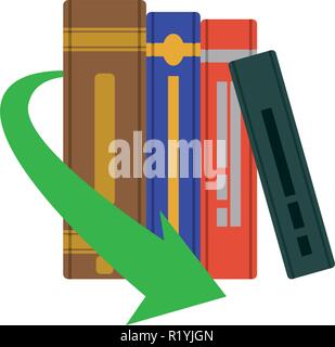 pile ebooks with arrow download vector illustration design Stock Vector