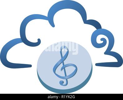 cloud computing with music note vector illustration design Stock Vector