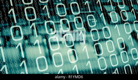 Big data cyber security, zeros ones binary abstract code Stock Photo