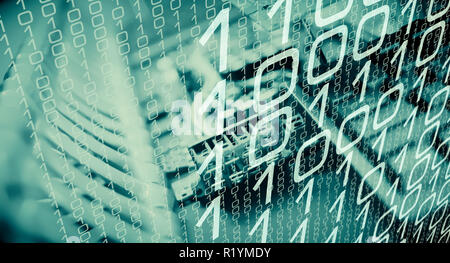 Zero one computer binary big data, cyber information security Stock Photo