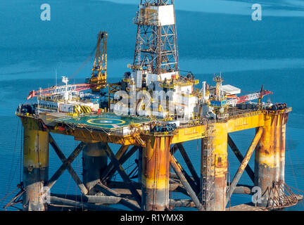 Oil Rig North Sea Stock Photo