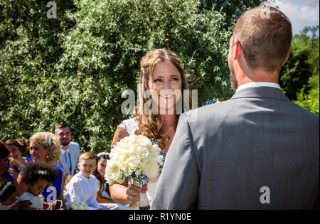 Garden Wedding celebration in England UK during the summer of 2018 Stock Photo