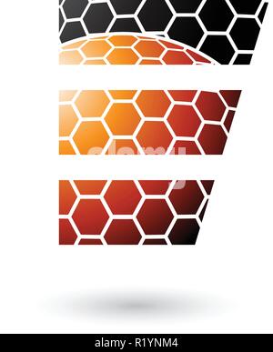 Vector Illustration of Black and Orange Letter E with Honeycomb Pattern isolated on a White Background Stock Vector