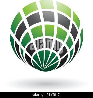 Vector Illustration of Green and Black Shell Like Round Icon isolated on a White Background Stock Vector