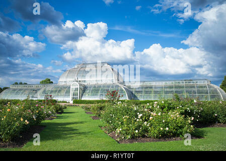 The iconic Temperate House exhibiting over 10,000 plants in the world's biggest sculptural Victorian glasshouse at Royal Botanic Gardens at Kew, Engla Stock Photo