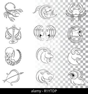 sketch illustration of all horoscope zodiac signs Stock Photo  Alamy