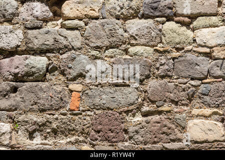 Ancient stone wall of the medieval castle of Visegrad in Hungary Stock Photo