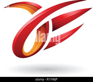 Vector Illustration of Red and Orange 3d Claw Shaped Letter A and E isolated on a White Background Stock Vector