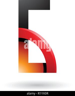 Vector Illustration of Orange and Red Letter G with a Glossy Quarter Circle isolated on a White Background Stock Vector